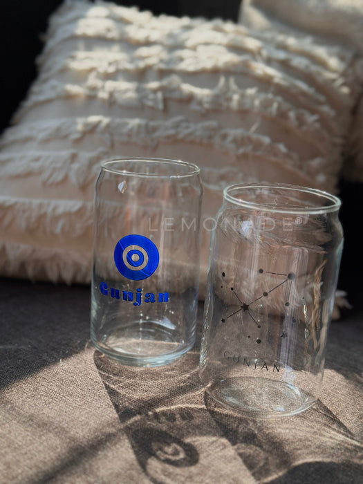 Personalized - Artisan Can Glass With Straw - Evil Eye | Artisan Collection - LemonadeHome