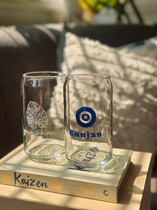 Personalized - Artisan Can Glass With Straw - Evil Eye | Artisan Collection - LemonadeHome