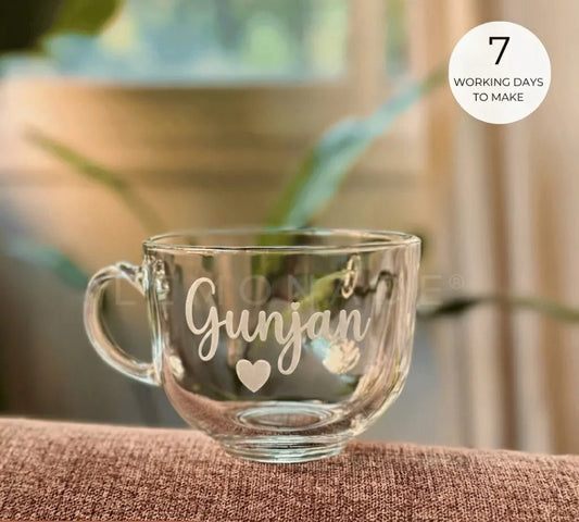Detailed artisan view of etched name with small heart