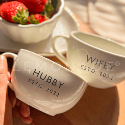 Custom white couple mug from Artisan Collection – perfect for gifting on weddings, anniversaries, and Valentine’s Day.