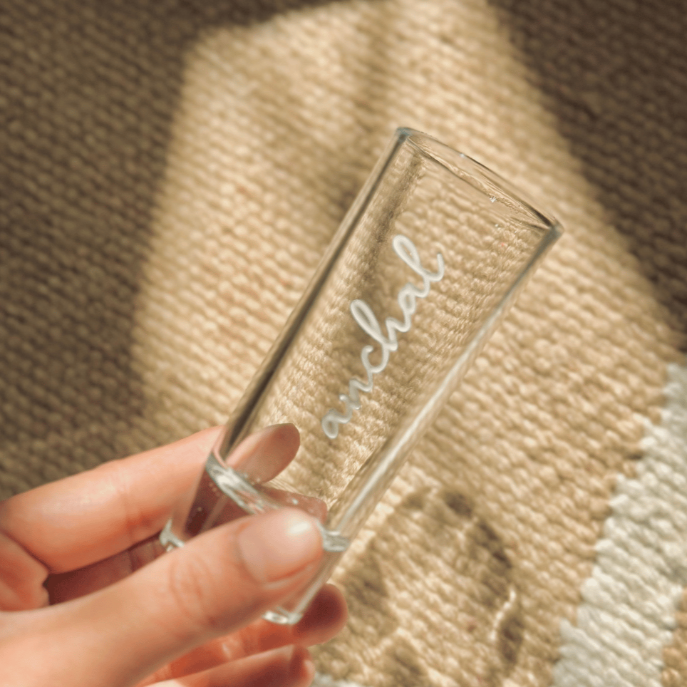Personalized - Artisan - Cursive Timeless Script Shot Glasses - Set of 2 | Artisan Collection - LemonadeHome
