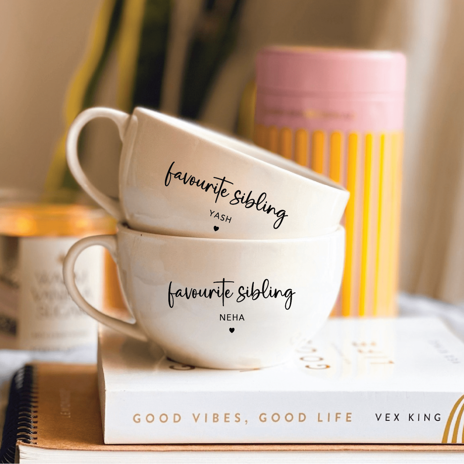 Personalized - Artisan - White Sibling Mug With Gift Box | Artisan Collection - LemonadeHome
