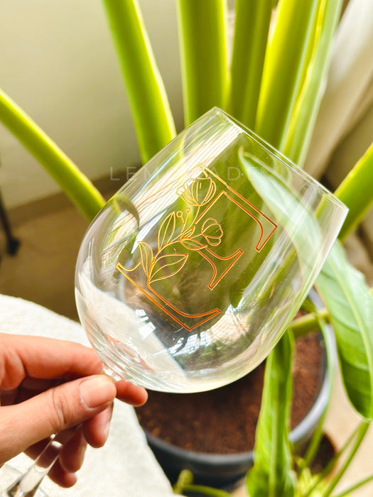 Personalized - Artisan Wine Glass - Initial - Set of 2 | Artisan Collection - LemonadeHome