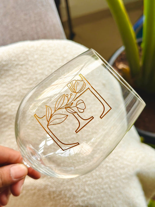 Personalized - Artisan Wine Glass - Initial - Set of 2 | Artisan Collection - LemonadeHome