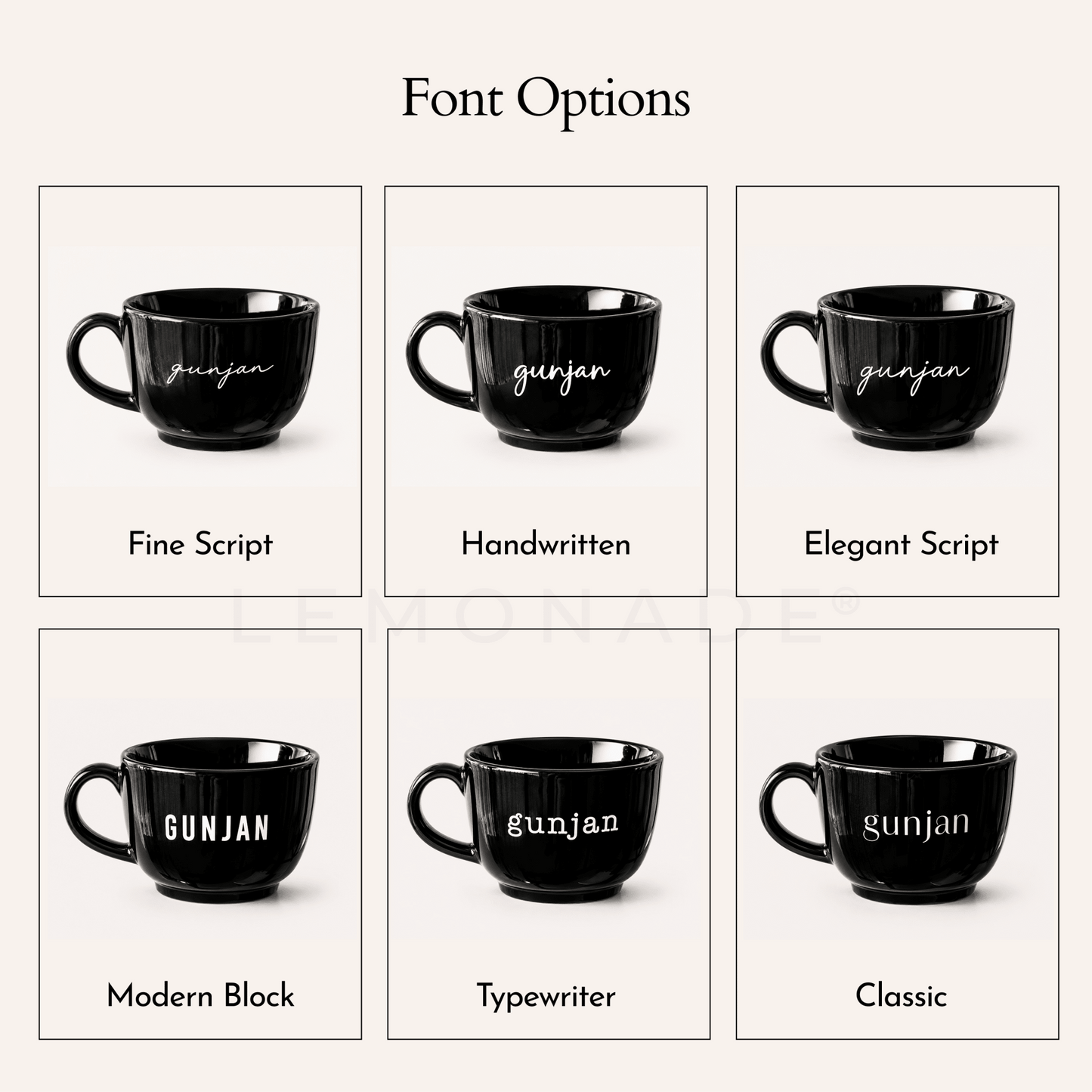 Personalized - Black Elegance Cappuccino Mug - LemonadeHome