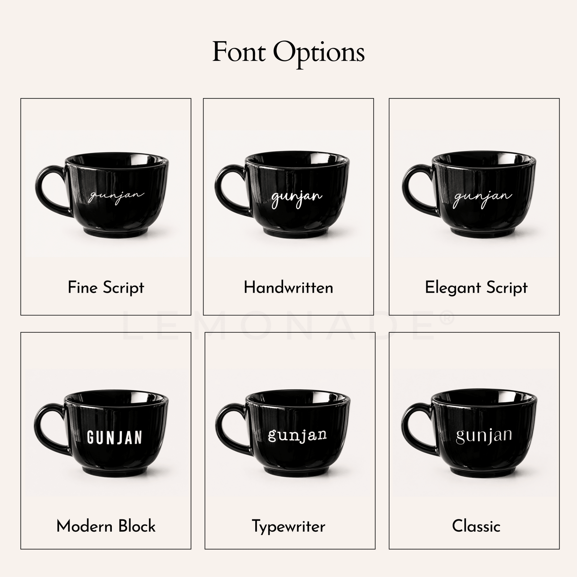 Personalized - Black Elegance Cappuccino Mug - LemonadeHome