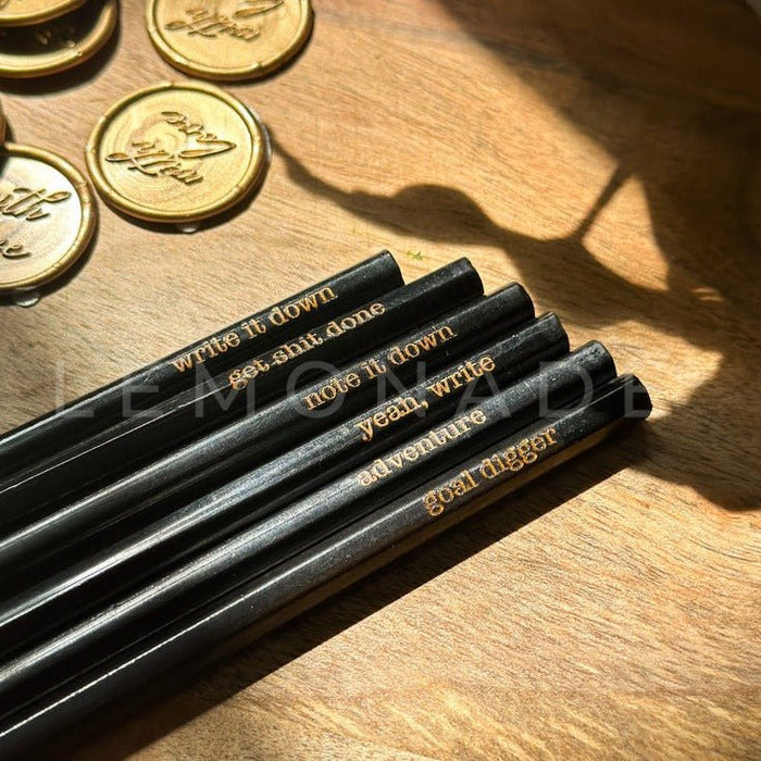 Personalized - Black Pencils - Set of 6 - LemonadeStationery