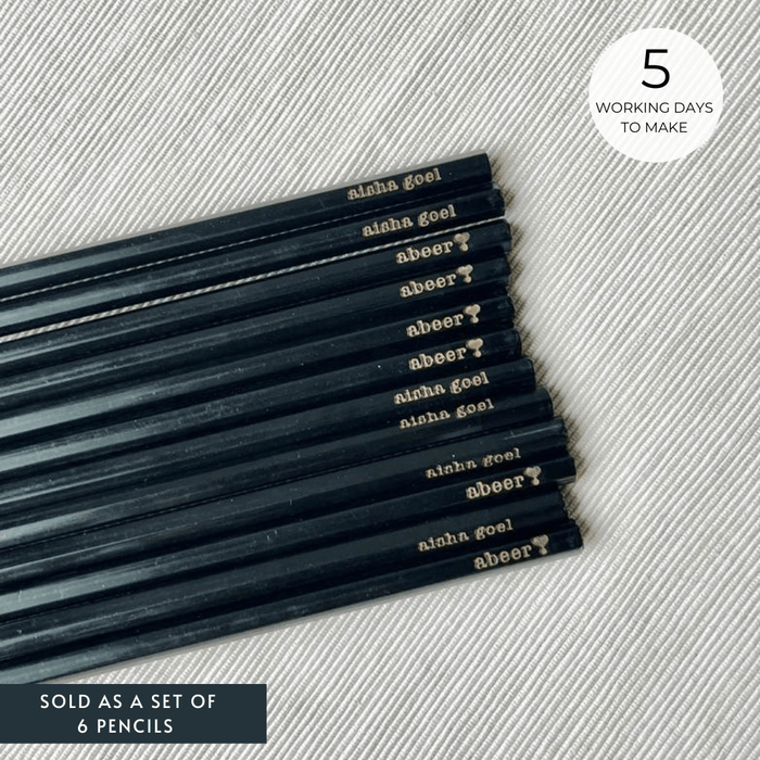 Personalized - Black Pencils - Set of 6 - LemonadeStationery