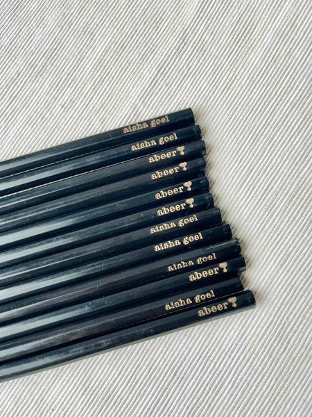 Personalized - Black Pencils - Set of 6 - LemonadeStationery