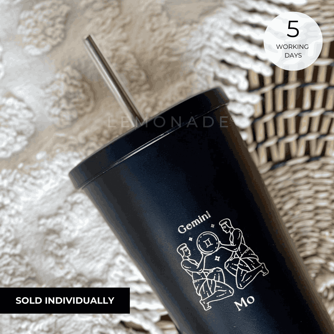 Personalized - Black Tumbler - Zodiac - LemonadeHome