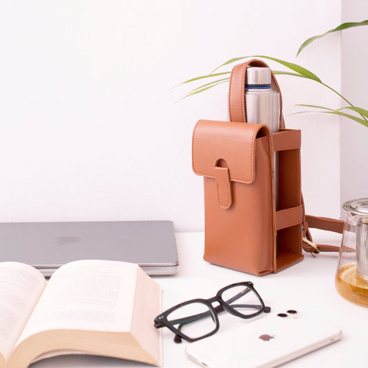 Personalized Bottle bag - Vegan Leather - Lemonade