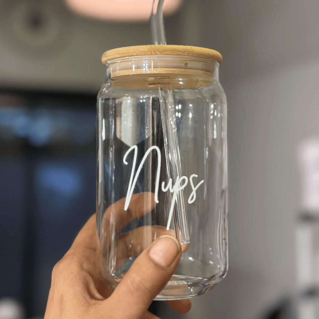 Personalized - Can Glass With Lid & Straw | Artisan Collection - LemonadeHome