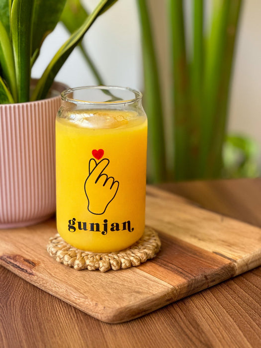 Personalized - Can Glass With Straw - Grande - Korean Heart - LemonadeHome