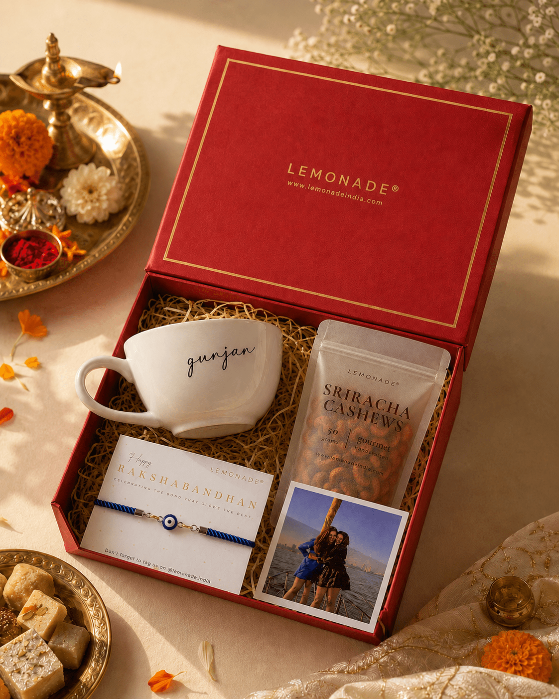 Personalized Cappuccino Cup Rakhi Hamper - Lemonade