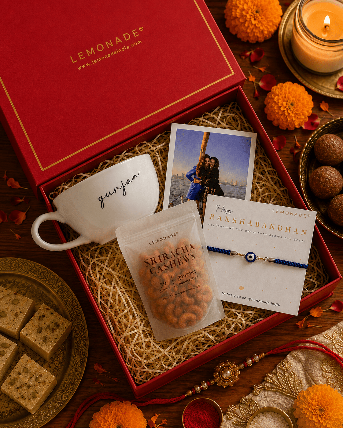 Personalized Cappuccino Cup Rakhi Hamper - Lemonade