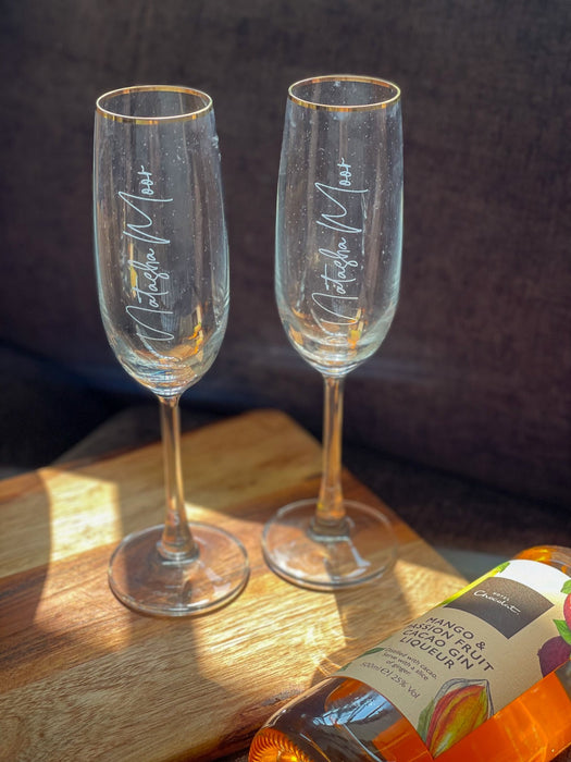 Personalized - Champagne Flutes - Signature Full Name - LemonadeHome