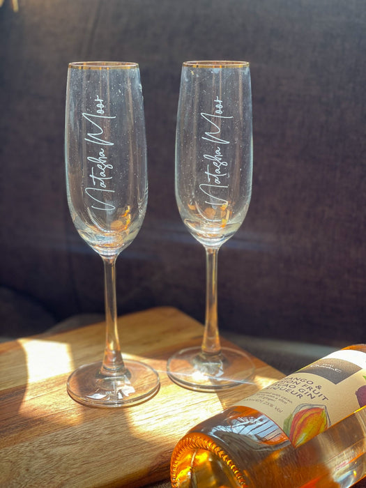 Personalized - Champagne Flutes - Signature Full Name - LemonadeHome