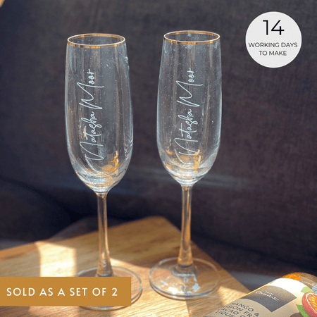 Personalized - Champagne Flutes - Signature Full Name - LemonadeHome