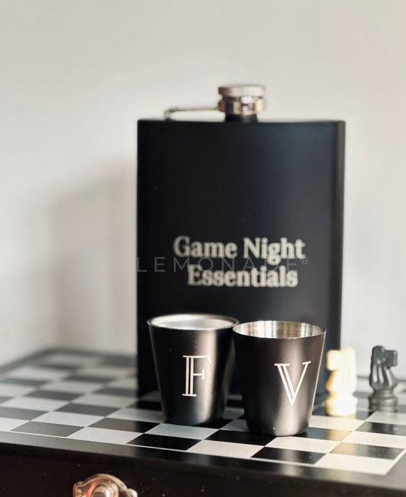 Personalized - Chess & Flask Set - Black - LemonadeHome