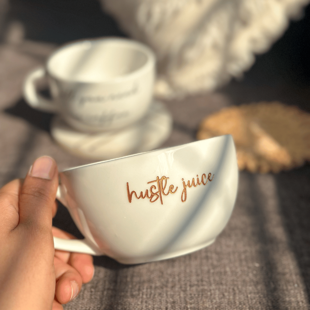 Personalized - Classic White Cappuccino Cup : Brush Font | Artisan Collection - LemonadeHome