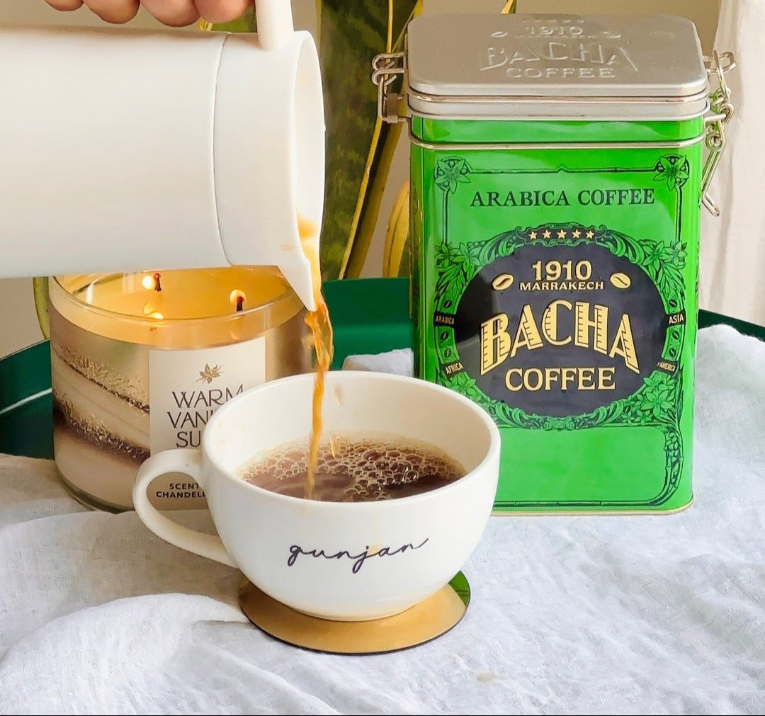 Minimalist personalized cappuccino mug in white finish, Handcrafted white ceramic mug for personalized gifting