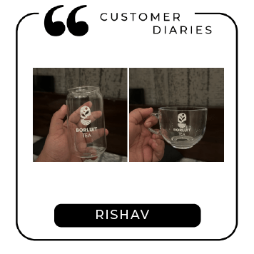 Real customer review photo of customized clear glass mug