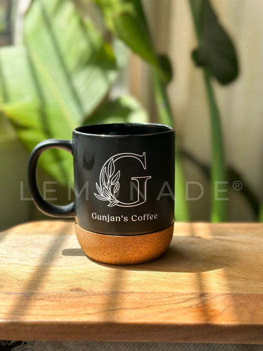 Personalized - Cork Base Mug - Black - LemonadeHome