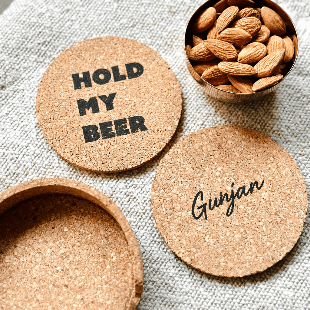 Personalized Cork Coaster - Set of 4 - LemonadeHome