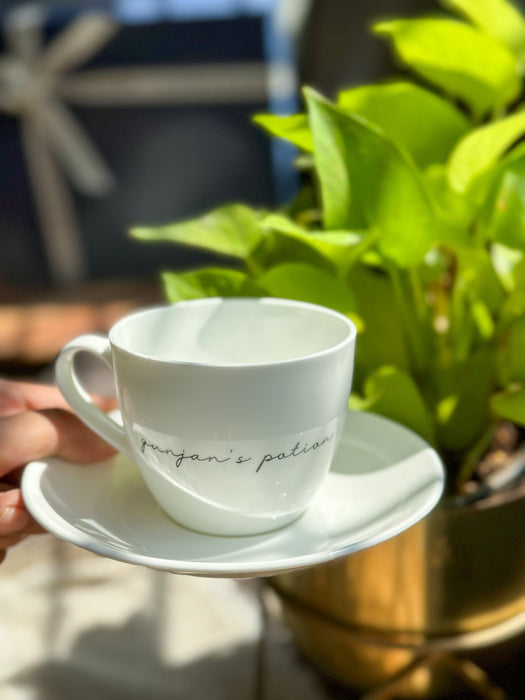 Personalized - Cup & Saucer Set - White - Cursive - LemonadeHome