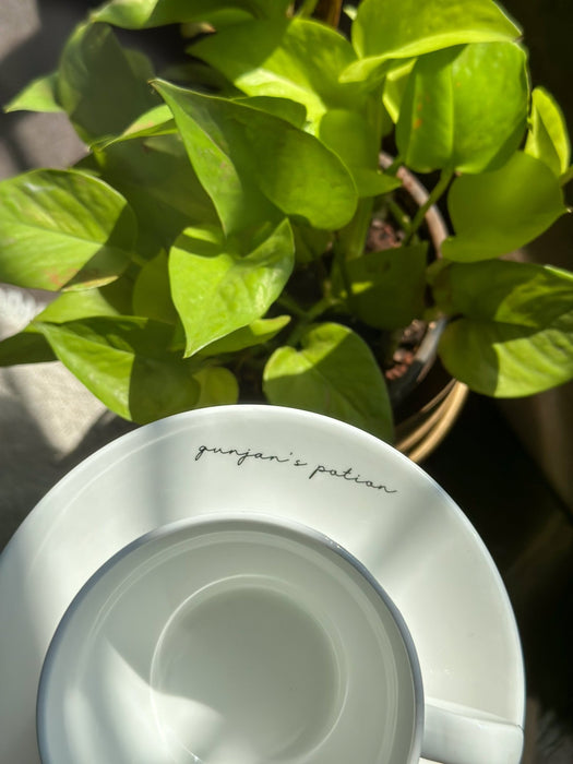 Personalized - Cup & Saucer Set - White - Cursive - LemonadeHome