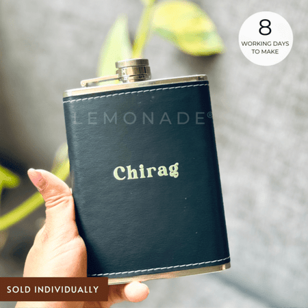 Personalized - Dark Luxe Leather Flask - LemonadeHome