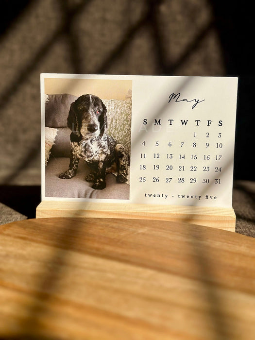 Personalized - Desk Photo Calendar 2025 With Wooden Base - LemonadeStationery