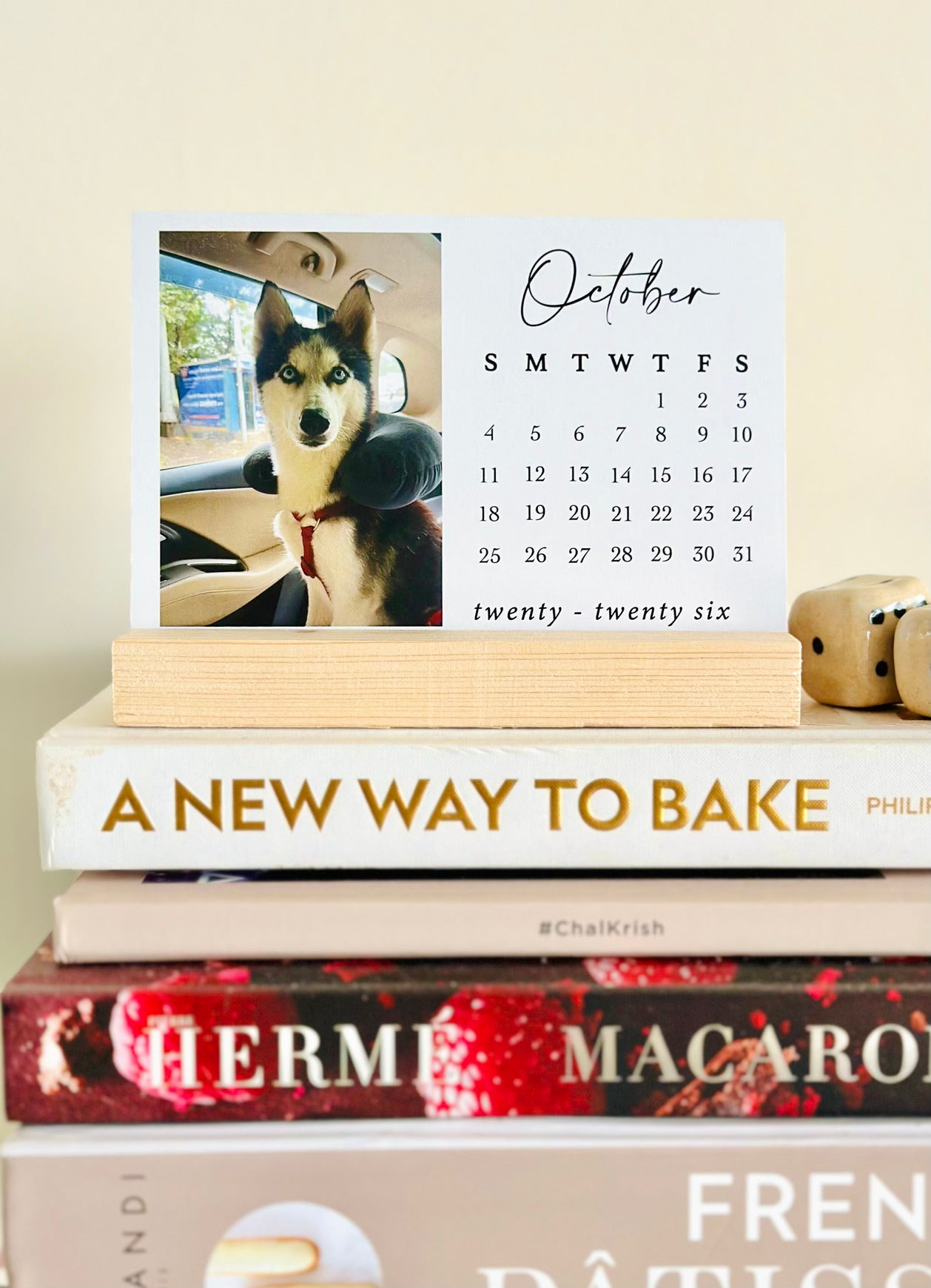Personalized - Desk Photo Calendar 2026 With Wooden Base - LemonadeStationery