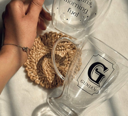 Personalized - Double Walled Clear Mug - Initial | Artisan Collection - LemonadeHome