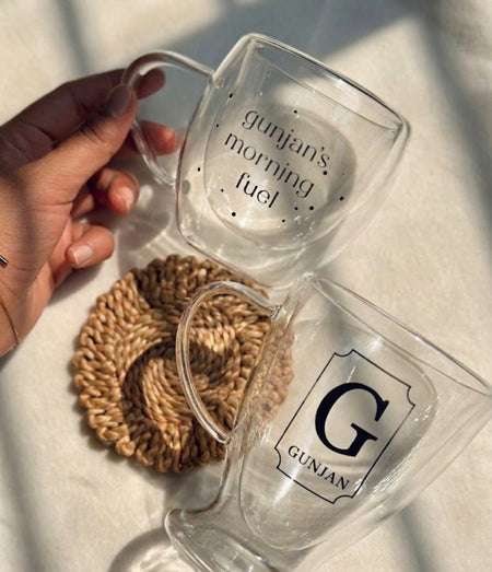 Personalized - Double Walled Clear Mug - Initial | Artisan Collection - LemonadeHome