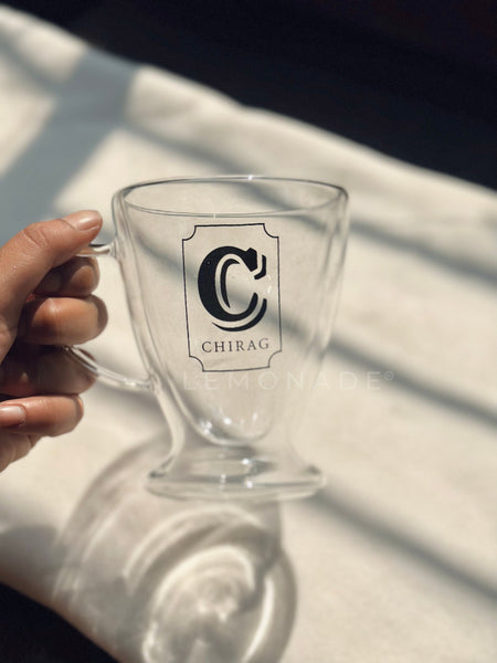 Personalized - Double Walled Clear Mug - Initial - LemonadeHome