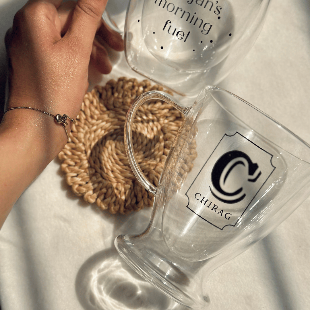 Personalized - Double Walled Clear Mug - Initial - LemonadeHome