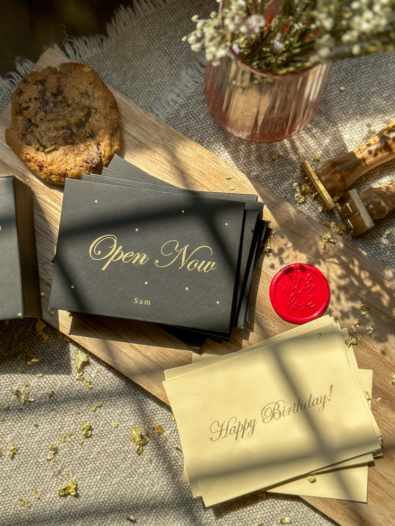 Personalized Envelopes - Matte Black - Open Now - Set of 9 - LemonadeStationery