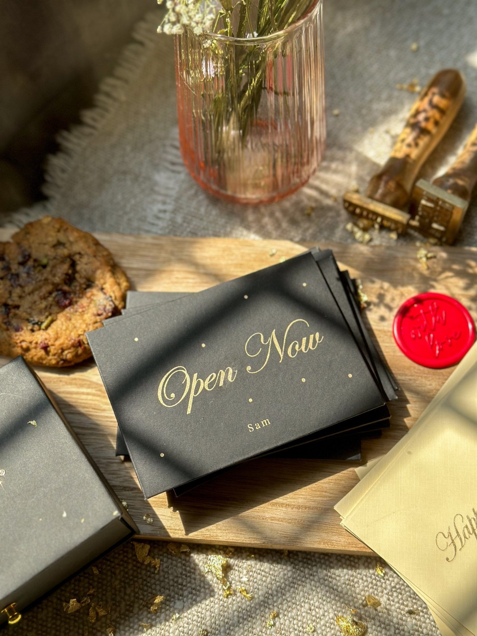 Personalized Envelopes - Matte Black - Open Now - Set of 9 - LemonadeStationery