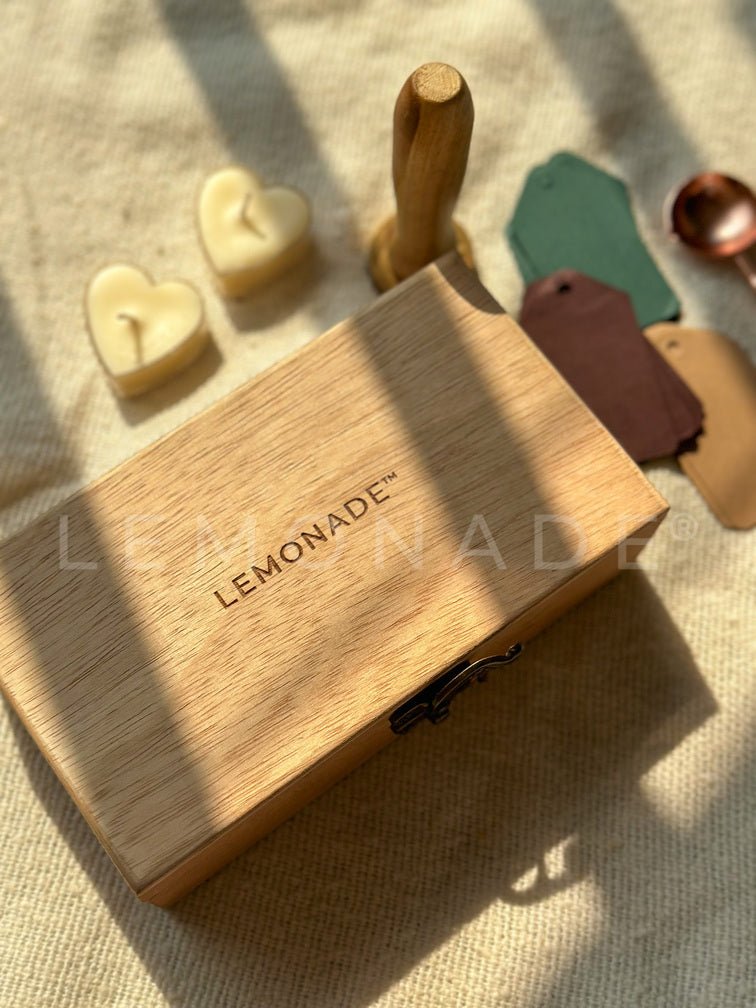 Personalized Gift Hamper Box - Complete Vintage Hamper with Wax Sticks - LemonadeCustom Stamps