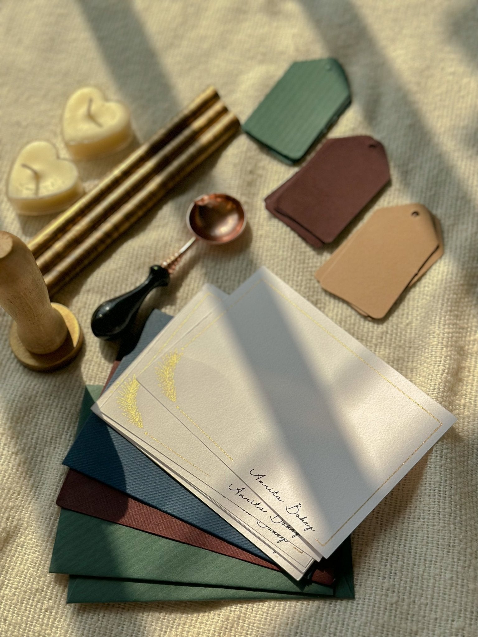 Personalized Gift Hamper Box - Complete Vintage Hamper with Wax Sticks - LemonadeCustom Stamps