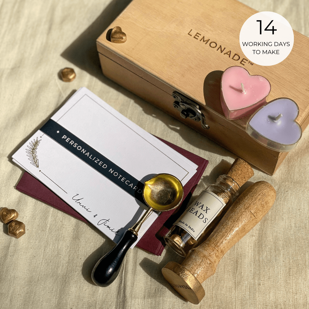 Personalized Gift Hamper - The Mini Vintage Wax Seal Stamp Set - LemonadeCustom Stamps