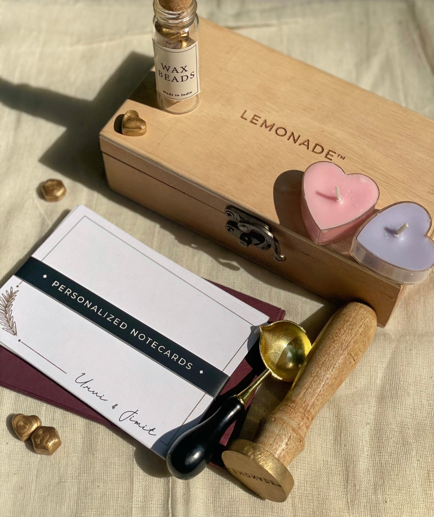 Personalized Gift Hamper - The Mini Vintage Wax Seal Stamp Set - LemonadeCustom Stamps