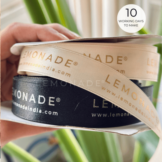 Personalized satin ribbon in vibrant colors for gifts, celebrations, and special events Gold Foiled Satin Ribbon - 25MM - LemonadeStationery