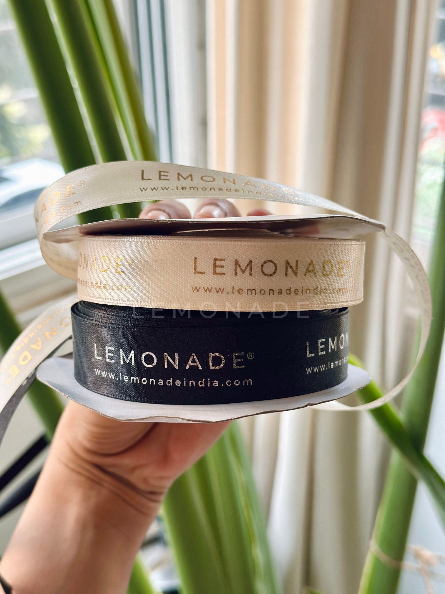 Personalized satin ribbon in vibrant colors for gifts, celebrations, and special events Gold Foiled Satin Ribbon - 25MM - LemonadeStationery