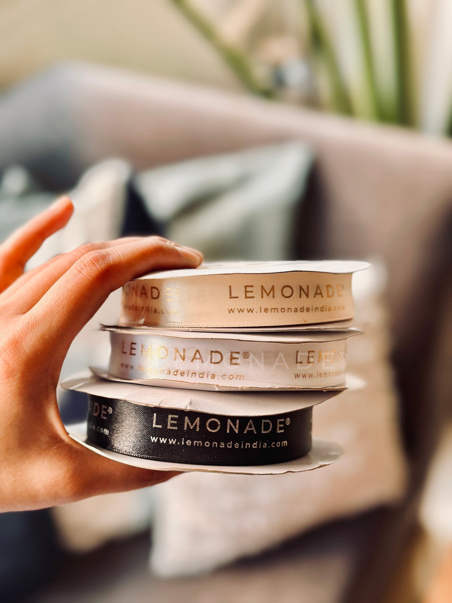 Personalized satin ribbon in vibrant colors for gifts, celebrations, and special events Gold Foiled Satin Ribbon - 25MM - LemonadeStationery