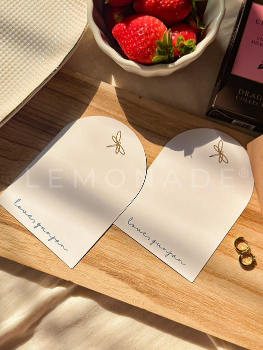 Personalized - Gold Printed Arc Notecards - Dragonfly - LemonadeStationery