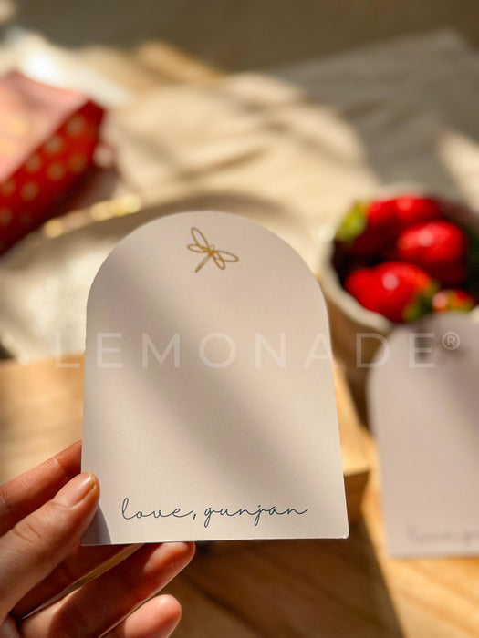 Personalized - Gold Printed Arc Notecards - Dragonfly - LemonadeStationery