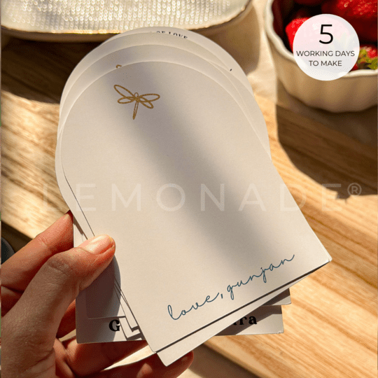 Personalized - Gold Printed Arc Notecards - Dragonfly - LemonadeStationery