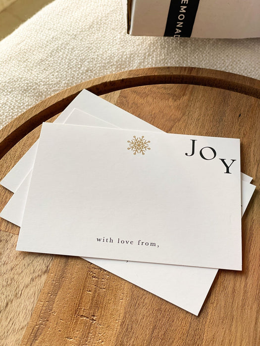 Personalized - Gold Printed Festive Notecards - Joy - LemonadeStationery